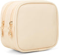 XIAOLER Small Makeup Pouch, Double Zipper Cosmetic Bag, Travel Makeup Bag, Cute Makeup Bag for Purse, Mini Toiletry Bag (sand)