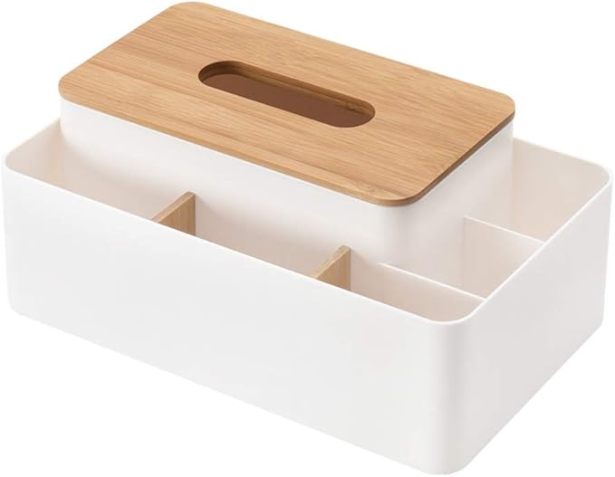 Poeland Multifunction Tissue Box Rectangular Facial Tissue Holder Dispenser for Dining Room, Kitchen, Bedroom Dressers and Home Décor