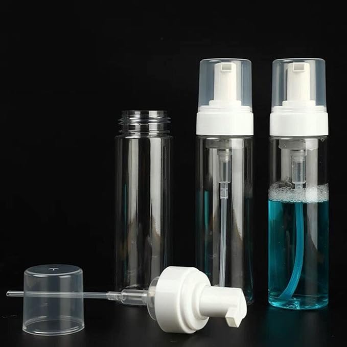 Beoncall Foaming Dispenser 7oz Transparent Empty Spray Bottle 2Pcs Plastic Foam Pump Travel Soap Portable Foam Bottle (200ml)