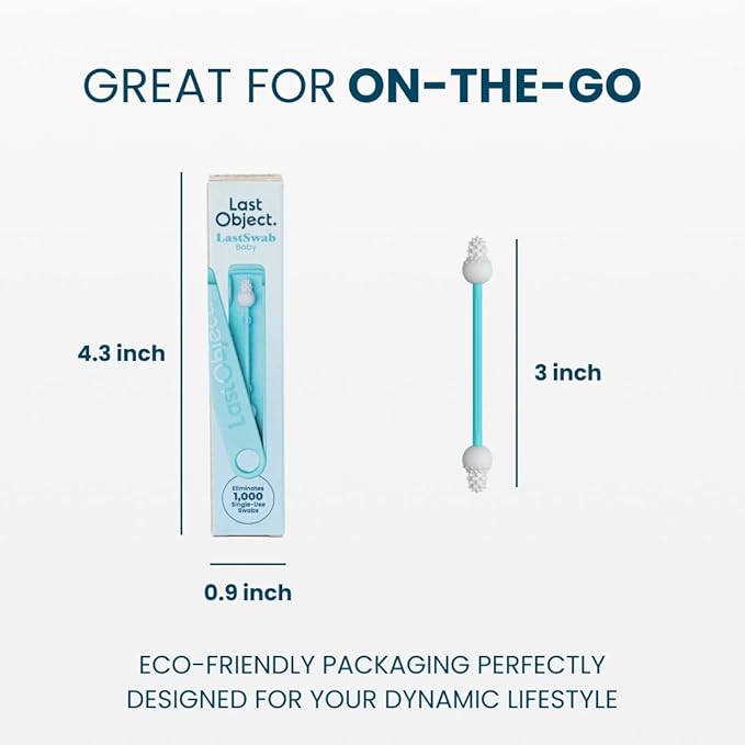 LastSwab™ Baby Reusable Q-Tips for Newborns & Infants - Gentle Silicone Safety Swabs, Ear & Nose Cleaner - Washable Cotton Swab Alternative, BPA-Free, Zero Waste - Turquoise