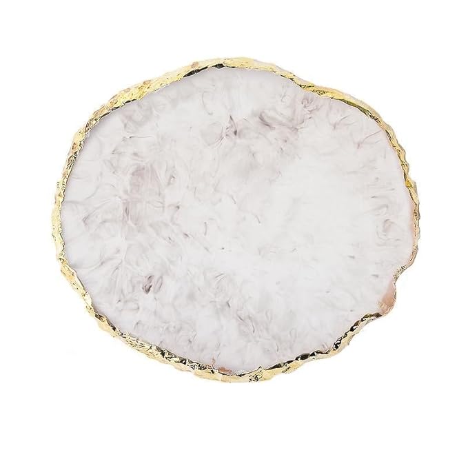 1 Piece of Resin Nail Art Palette Polished Color Mixing Tray Gilded Edge Makeup Display Board DIY Art Painting Tools (White)