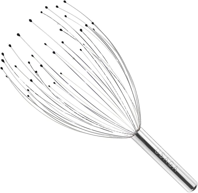 USAGA 36 Fingers Head Massager Scalp Massager Head Scratcher for Head Body Relaxing (Silver)