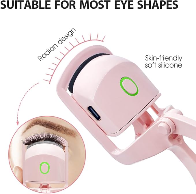 NATUHANA Heated Eyelash Curler with USB,Fast Heat up & 24H Long-Lasting,Rechargeable Electric Lash Curlers,Temperature Control,Safe Anti-Burn Quick Natural Curling Eye Lashes,White