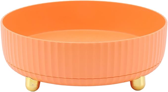 Fydun Rotating Plate, 360 Degree Storage Rack Organizer Round Cosmetic Shelf Basket Turntable for Kitchen Cabinet Pantry Small White Lazy Susans Refrigerator (Orange)