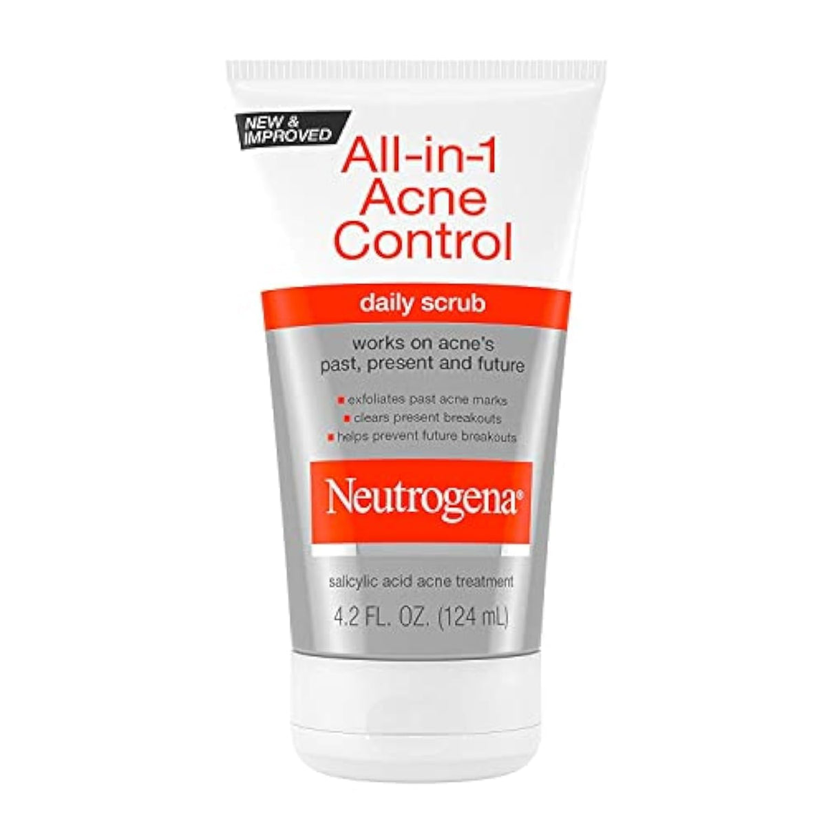 Neutrogena All-In-1 Acne Control Daily Face Scrub to Exfoliate and Treat Acne, Salicylic Acid Acne Treatment, 4.2 fl. oz