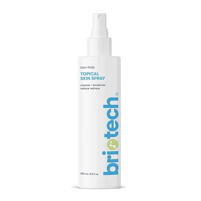 BRIOTECH Topical Skin Spray, Hypochlorous Acid Spray for Sensitive Skin, HOCl Facial Mist, Full Body Support Against Irritation, Calm Redness, Soothe Foot & Scalp, 8.5 oz (1 Pack)