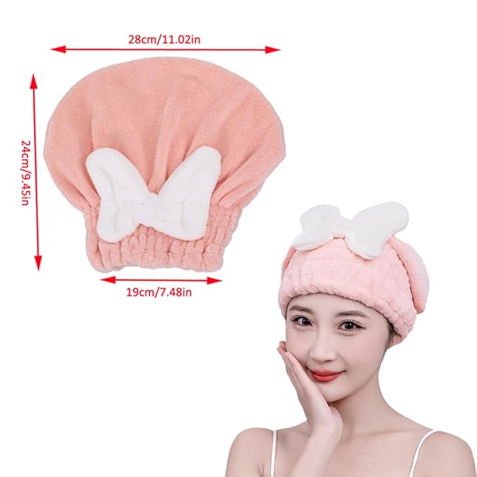 DeaHea 2 Pack Hair Drying Caps Microfiber Hair Towel Wrap Super Absorbent Quick Dry Turban Wet Head Hair Drying Wraps for Bathing Bath Girls Women Swim Beauty Post Shower Instead of Blow Dryers