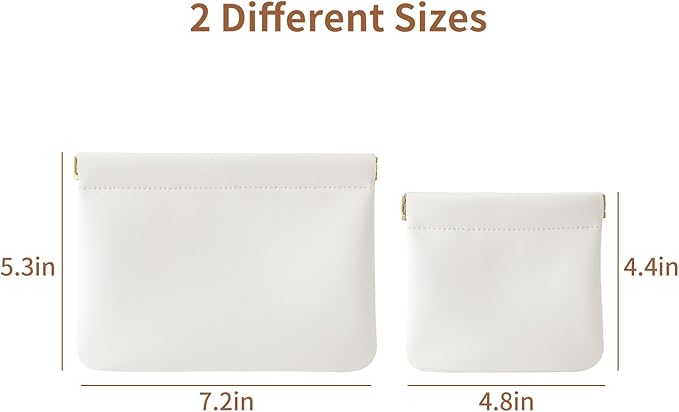 MEIBOOCH 2 Pack Small Makeup Bag for Women, New Organosilicon Super Fiber PU Leather Mini Cosmetic Bag for Travel, Coin Purse Organizer Storage Pouch (Cream)