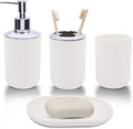 LGURT Matte White Bathroom Accessories Set, 4-Piece Plastic Bathroom Vanity Set with Soap Dispenser, Toothbrush Holder, Rinse Cup & Soap Dish, White Bathroom Counter Organizer