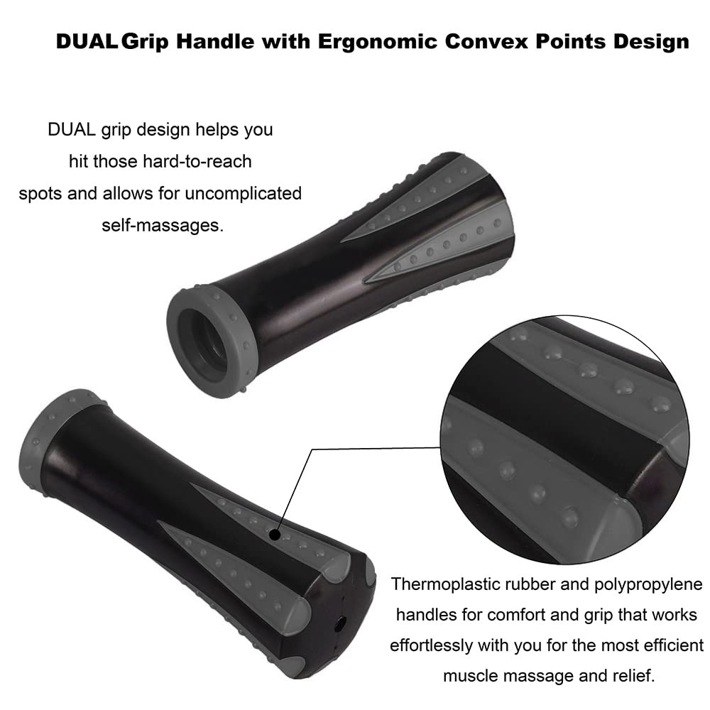 YANSYI Professional 9-Roller Deep Tissue Massage Stick - Portable Muscle Recovery Roller for Athletes, Relieves Post-Workout Soreness & Leg/Back Pain - Portable Physio Tool (Gray)