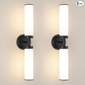 Matte Black Wall Sconces Set of 2, Modern Bathroom Vanity Lights for Mirror, Wall Light Fixtures with Milk Glass for Bathroom, Bedroom, Hallway, E26 Base, Bulbs Required, 22.05 Inch