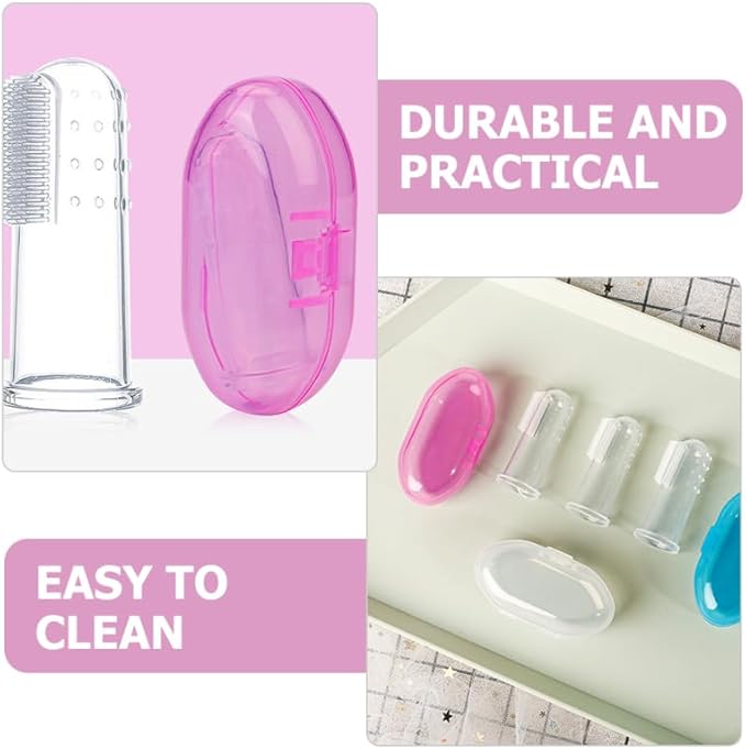 Ipetboom Silicone Baby Finger Toothbrush 9-Pack with Storage Boxes Soft Infant Oral Cleaning Brush Portable Toddler Dental Care Travel Kit