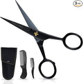 5" Beard and Mustache Scissors for Men with Combs - German Steel - Black