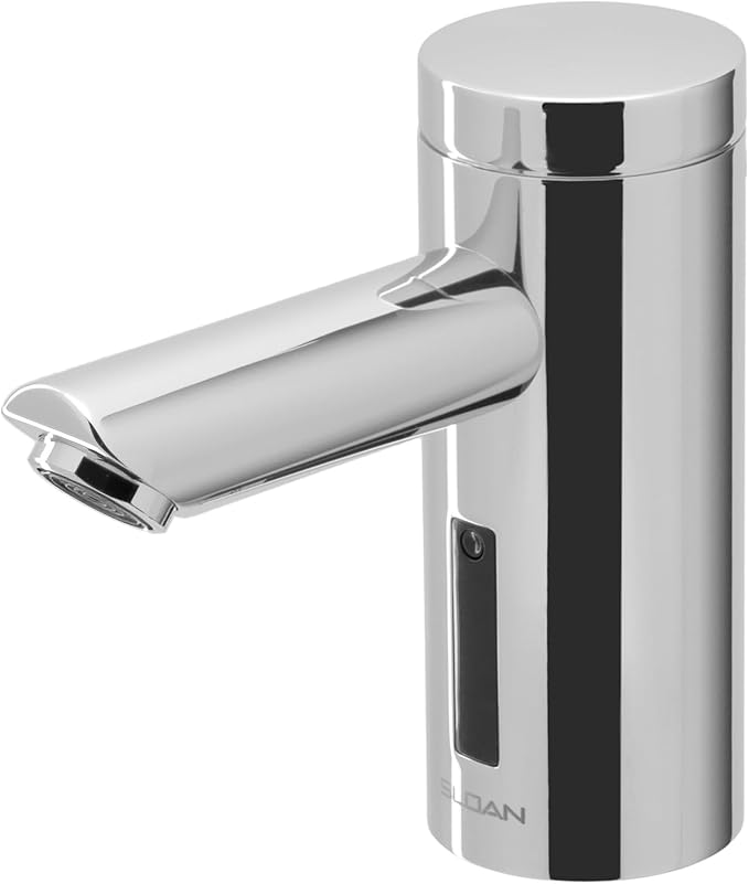 Sloan Optima EAF-250 Sensor Activated Touch-Free Faucet, Commercial Grade w/Mounting Hardware - 0.35 GPM Battery-Powered Deck-Mounted Mid Body, Polished Chrome Finish, 3335155