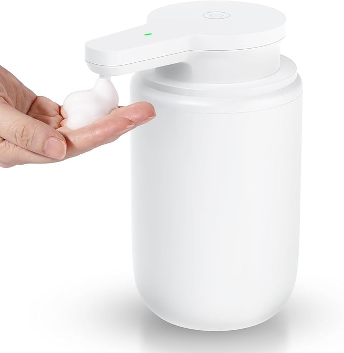 Automatic Foaming Soap Dispenser, Rechargeable Touchless Foam Hand Soap Dispenser for Bathroom, Soap Pump for Kitchen, Water-Resistant, Xmas Gift 10oz