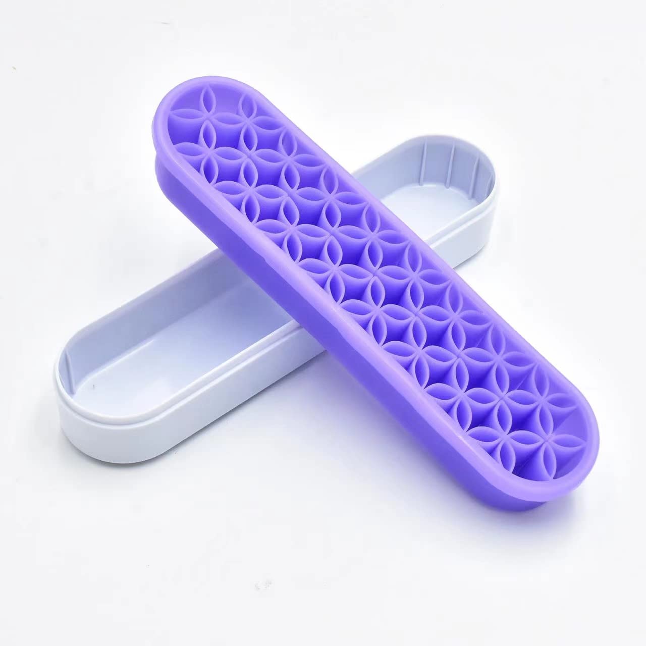 ESIW 2 PCS Multi-Purpose Cosmetic Storage Box, Desktop Organizers Silicone Make Up Brush Storage Stand, Desktop Storage Box for Eyeliner Pencil, Art Supplies, Painting Brush (Purple)