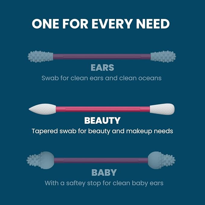 LastSwab Reusable Q-Tips for Makeup - Precision Silicone Cotton Swabs for Eyeliner, Mascara & Touch-Ups - Eco-Friendly Washable Q Tip Alternative - Zero Waste, Travel Case - Red