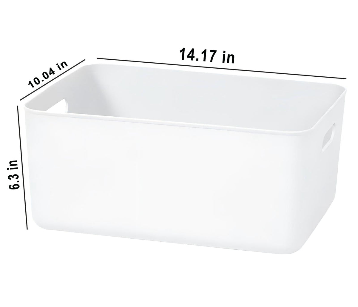 Ytteve White 2-Pack Large Plastic Storage Bins with Handles, 14.2" x 10" x 6.3" Organizer Containers for Kitchen Pantry, Closet, Bathroom, Office & Cabinet Drawers