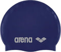 Arena Classic Unisex Soft Silicone Swim Cap for Women and Men, Intensive Training and Racing Comfortable Non-Slip Long Hair Swimming Hat, Denim/Silver