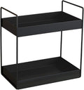 KINGBERWI 2 Tier Bathroom Counter Organizer, Standing Vanity Organizer Shelf for Bathroom Storage Organization, Countertop Skincare Makeup Organizers Holder, Black