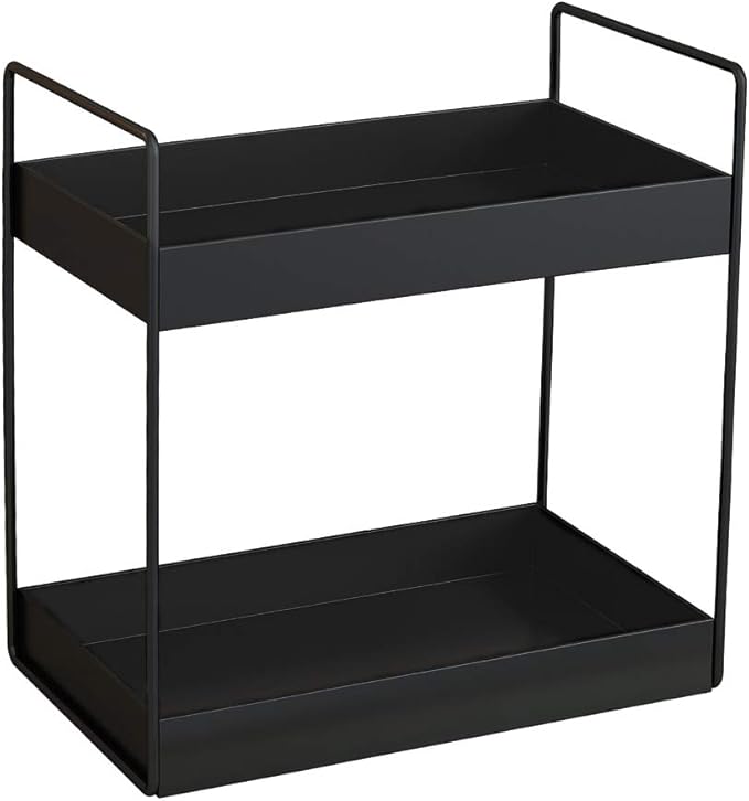 KINGBERWI 2 Tier Bathroom Counter Organizer, Standing Vanity Organizer Shelf for Bathroom Storage Organization, Countertop Skincare Makeup Organizers Holder, Black