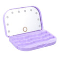 Beavorty Portable LED Lash Tray Eyelash Storage Case with Mirror Lightweight False Eyelash Holder for Travel and Professional Use Compact Purple Box Organizer
