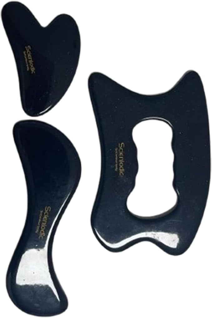 Scienlodic 2 Pcs Gua Sha Massage Tools for Face & Body (White, Resin) - Guasha Scraping Tool for Jawline Contouring, Puffiness Reduction, Shoulders, Arms & Calves Relaxation