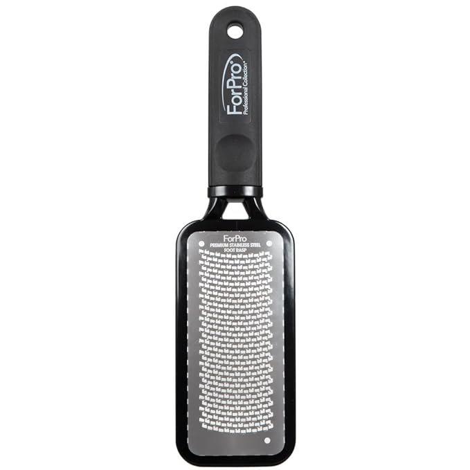 ForPro Professional Collection Premium Stainless Steel Foot Rasp, Colossal Foot File & Callus Remover, Instantly Removes Calluses & Smooths Cracked Heels, 10.75" L x 2.75" W, Black