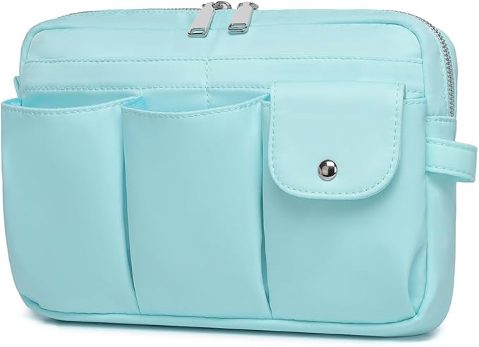 Storage Bag-arge Cosmetic Bag for Women Travel Makeup Bag Zip Up Bag Pure Cotton Canvas Can be Suspended (Mint Green)