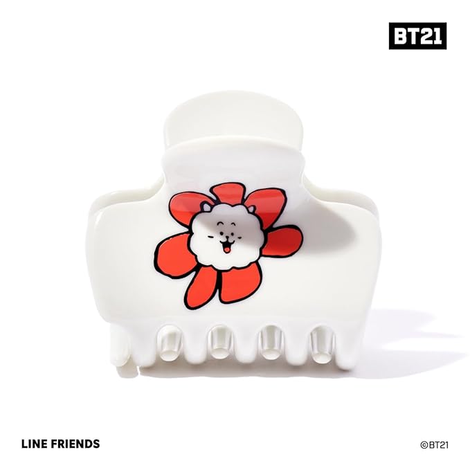 Kitsch BT21 Recycled Plastic Puffy Medium Hair Clips for Women, Medium Claw Clip for Thin & Thick Hair - RJ, 1pc