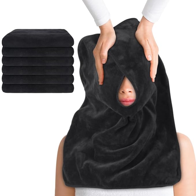 SINLAND Microfiber Esthetician Towels for Facials Mask Removing Face Wrap Soft Facial Cloth with Split Design Spa Towels for Facial Steam Massage and Cleansing 20x15.7inch