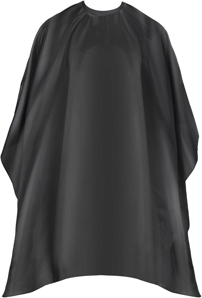 Omvoina Professional Hair Cutting Cape with Adjustable Snap Closure, Salon Barber Cape,Waterproof Hairdressing Salon Cape - 57" x 51"(Black)