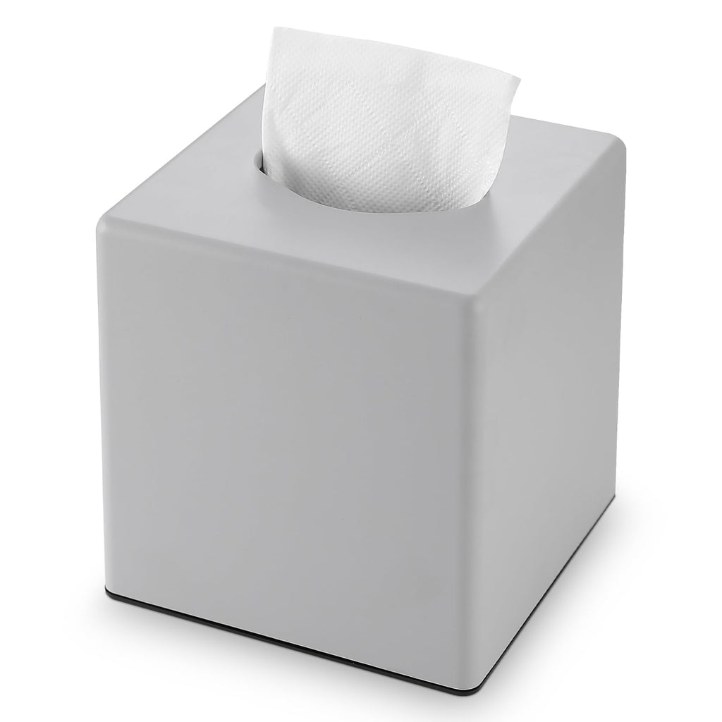 Y-in Hand Tissue Box Cover, Square Facial Cube Tissue Box Holder, Storage Accessories for Bathroom Vanity, Bedroom Countertops, Dressers, Night Stand, Parlors and Offices - Gray