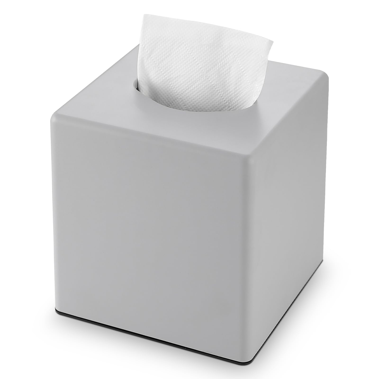 Y-in Hand Tissue Box Cover, Square Facial Cube Tissue Box Holder, Storage Accessories for Bathroom Vanity, Bedroom Countertops, Dressers, Night Stand, Parlors and Offices - Gray