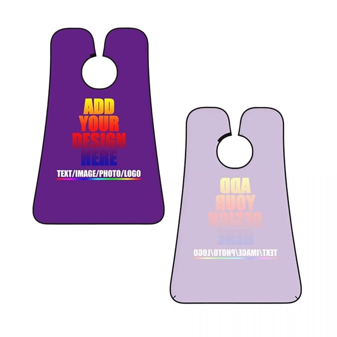 Personalized Custom Beard Bib Apron Design Your Photo Text Logo Beard Hair Catcher Non-Stick Beard Shave Capes for Trimming Shaving Purple