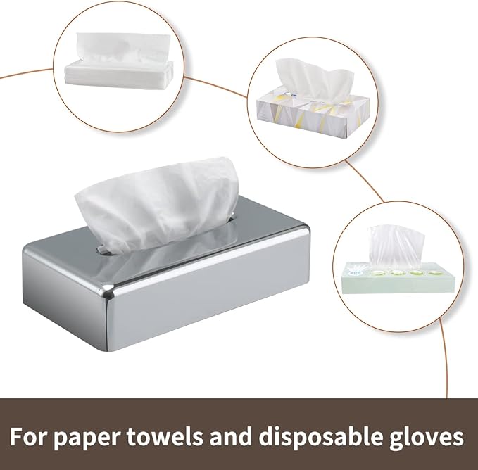 Y-in Hand Tissue Box Cover, Rectangular Mirror Wall Mounted Facial Paper Holder Dispenser, Prefert for Storage on Bathroom Vanity, Kitchen, Night Stand, Countertops Office and Car.