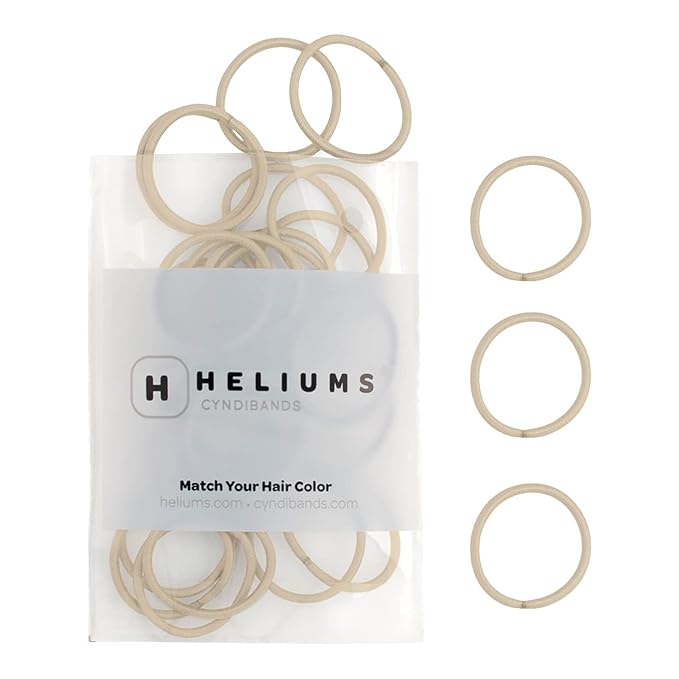 Heliums Small Hair Ties - Light Blonde - No Damage Mini 1 Inch Reusable 2mm Elastics for Thin Hair and Kids, Neutral Ponytail Holders - 48 Count