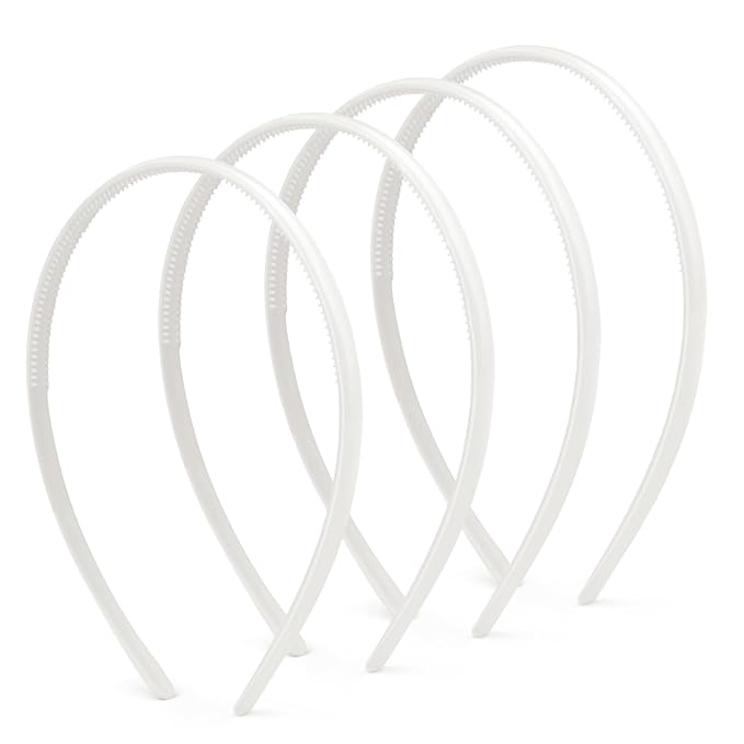 Plastic Thin Skinny Headbands - Headband for Women - Plain Headband for Girls DIY - Hair Bands Teeth Comb Headbands Halloween Comb - White