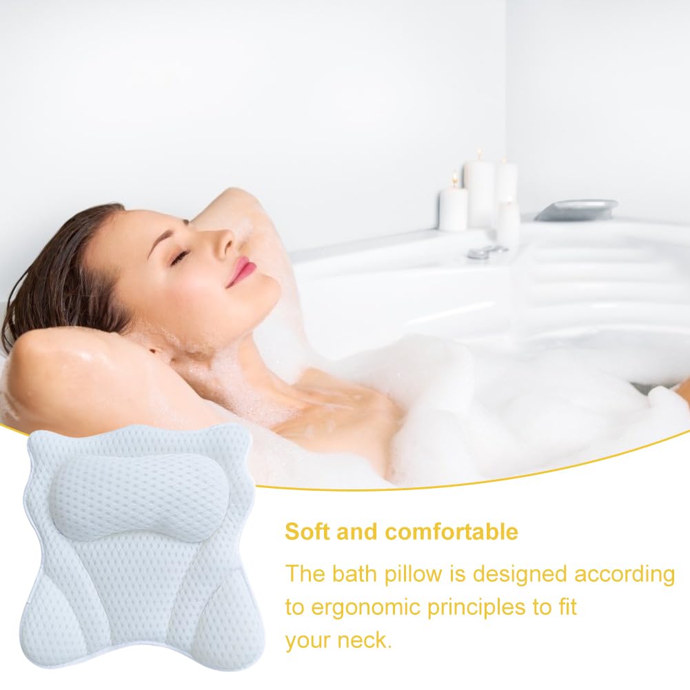 Bath Pillows for Tub,Ergonomic Bath Pillows for Tub Neck and Back Support