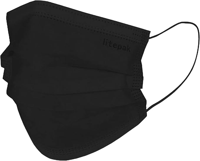 Litepak 500pcs Premium Disposable Face Mask SOFT 3ply Nose Wire - Black