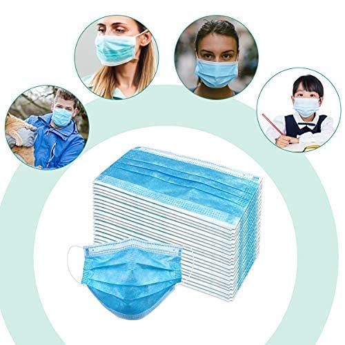 Wecolor 100 PCS Blue Masks, Disposable Face Mask, 3 Ply Protection Masks