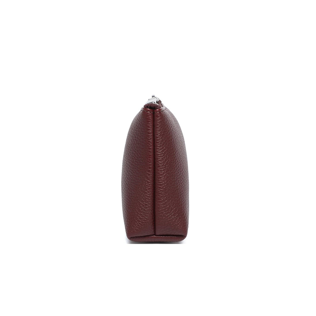 YONBEN Small Makeup Bag for Purse, Leather Cosmetic (Caramel Color)