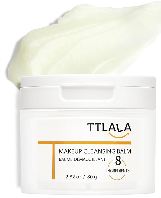 TTLALA Cleansing Balm, Only 8 Ingredients Makeup Remover Balm, Waterproof Eye Make Up Remover with Vitamin E, Gentle and Nourishing, Skin-friendly and Suitable for All Skin Types 2.82 oz