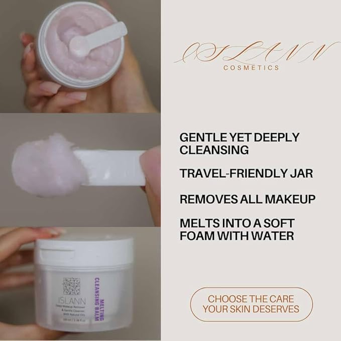 ISLANN Melting Cleansing Balm, Korean Makeup Remover for Waterproof Makeup, Deep Cleansing Oil Balm with Natural Oils, Vegan Face Cleanser for All Skin Types, 3.38 fl oz (100ml)