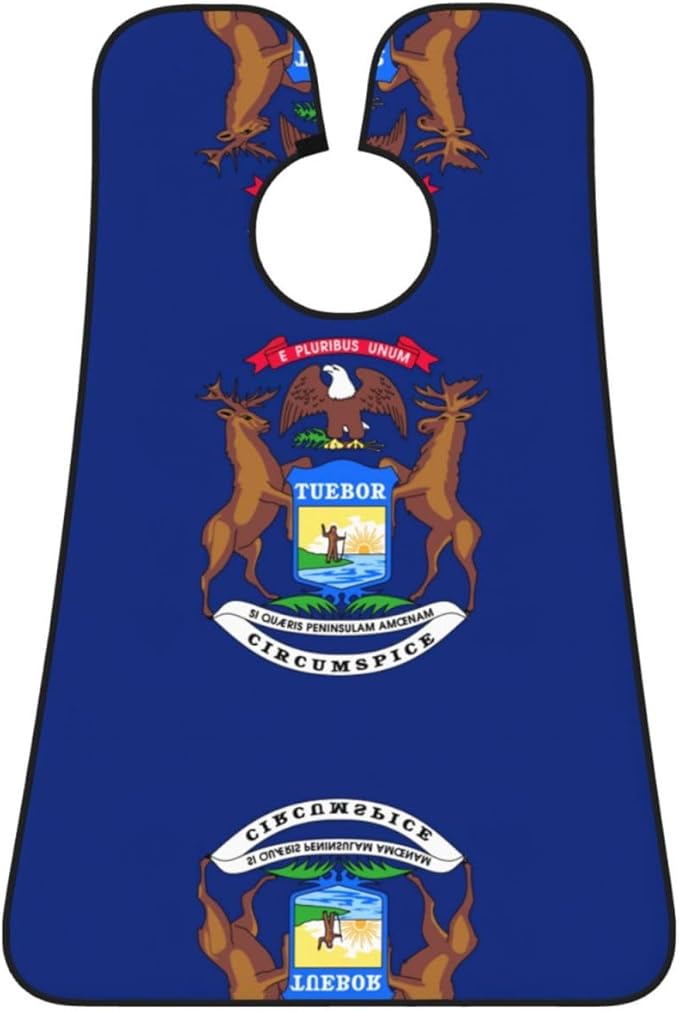 NOUZU Michigan State Flag Print Beard Bib Apron For Men, Beard Hair Catcher For Men Shaving Trimming,Beard Cape Cloth