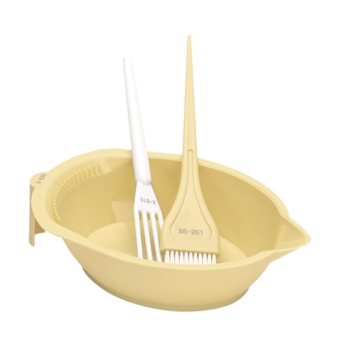 Generic Hair Dye Coloring Set Color Mixing Tool Professional Hair Coloring Bowl Soft Bristle Brush, Yellow