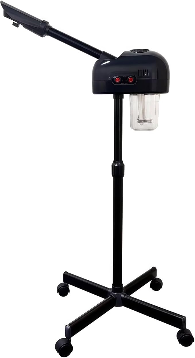 Professional Facial Steamer, Hot Mist, Ozone Humidifier, Can Use at Home and Beauty Salon, Extract Blackheads, Rejuvenate and Hydrate Your Face Skin for Youthful Complexion, Black