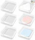 6 PCS Square Powder Puff Holders Cases Clear Makeup Sponge Protective Container Portable Beauty Blender Holder Reusable Dust-Proof Pocket Cosmetic Puff Box Beauty Makeup Tools for Travel (Transparent)