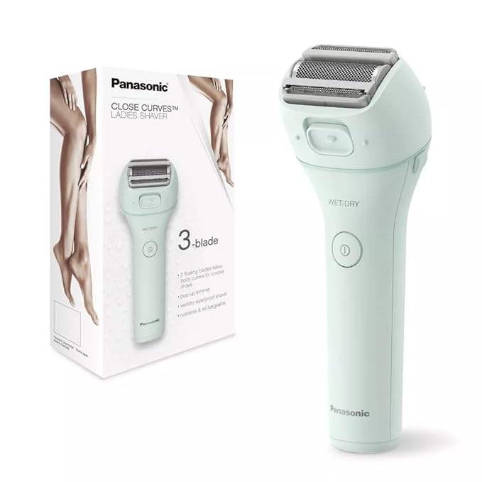 Panasonic Electric Shaver for Women Legs & Body, Wet & Dry Cordless Electric Razor with Bikini Trimmer Attachments, 3 Hypoallergenic Blades, Perfect for Travel, Shower and Everyday Use - ES-WL60-G