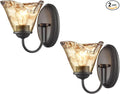DANSEER Rustic Finish Wall Sconce Vintage Vanity Light with Amber Glow Glass Shade for Bathroom Living Room Hallway Staircase Set of 2